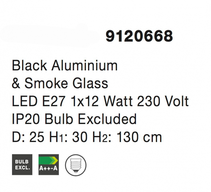Lustra pe fir sticla fumurie Raja Ø25/35 cm, forma cilindrica, design industrial, 9120669 - Novaluce [8]
