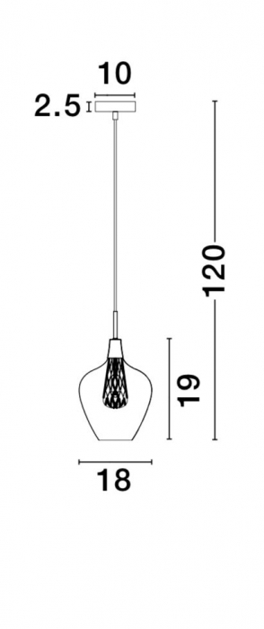 Lustra pe fir sticla transparenta Hari Ø18 cm, detalii impletite metal auriu, 1500202821 - Novaluce [3]