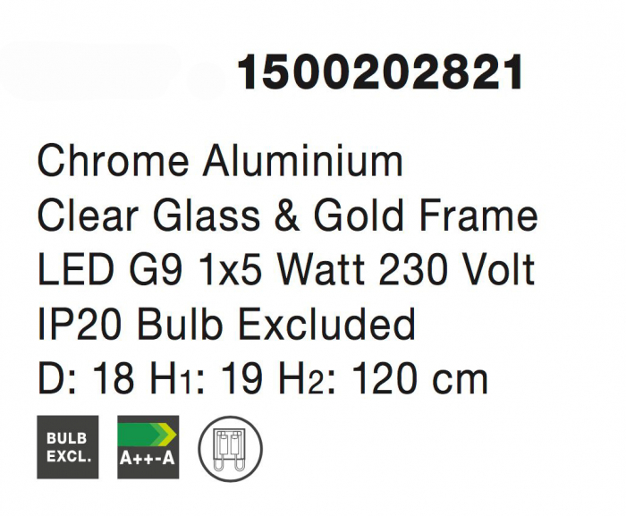 Lustra pe fir sticla transparenta Hari Ø18 cm, detalii impletite metal auriu, 1500202821 - Novaluce [4]