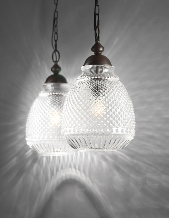 Lustra pe lant stil vintage Broen Ø27 cm sticla transparenta/fumurie/galbena forme geometrice, metal, 8381443 - Novaluce [6]
