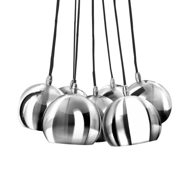 Lustra pendul 7 globuri metal negru lucios/auriu - crom/alb Clopas 45 Ø cm, design modern, AZ 1032 - Azzardo [5]