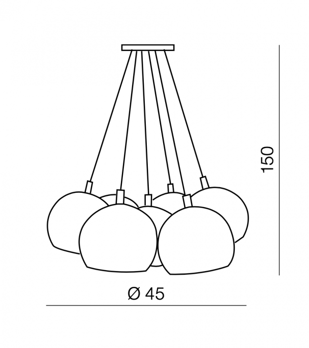 Lustra pendul 7 globuri metal negru lucios/auriu - crom/alb Clopas 45 Ø cm, design modern, AZ 1032 - Azzardo [8]