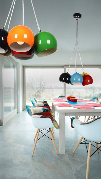 Lustra pendul 7 globuri multicolore metal Clopas 45 Ø cm, design modern, AZ 1324 - Azzardo [3]