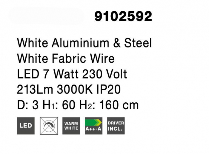 Lustra pendul alba/neagra Govin LED 7W, design modern metal, 9102592 - Novaluce [5]
