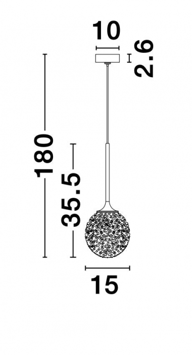 Lustra pendul aurie Fedora Ø15/30 cm, glob sticla structurata, bec LED G9, 9160211 - Novaluce [5]
