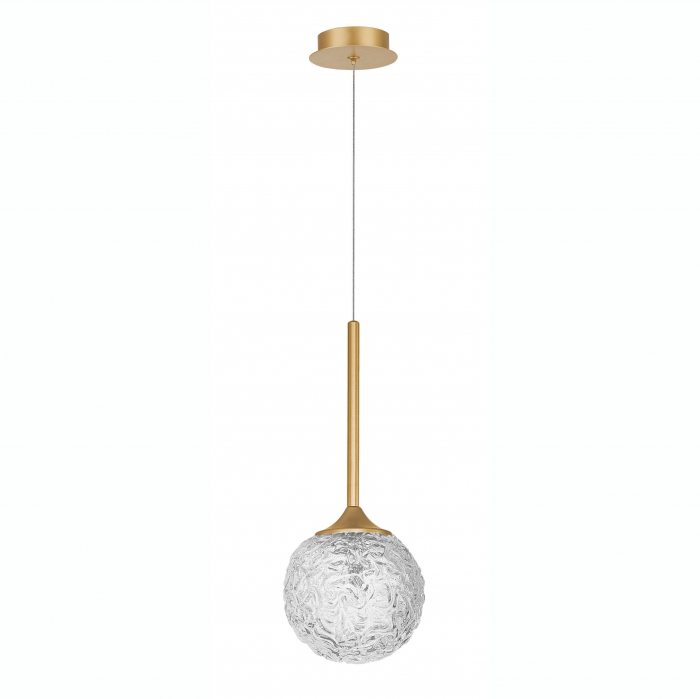 Lustra pendul aurie Fedora Ø15/30 cm, glob sticla structurata, bec LED G9, 9160211 - Novaluce [1]