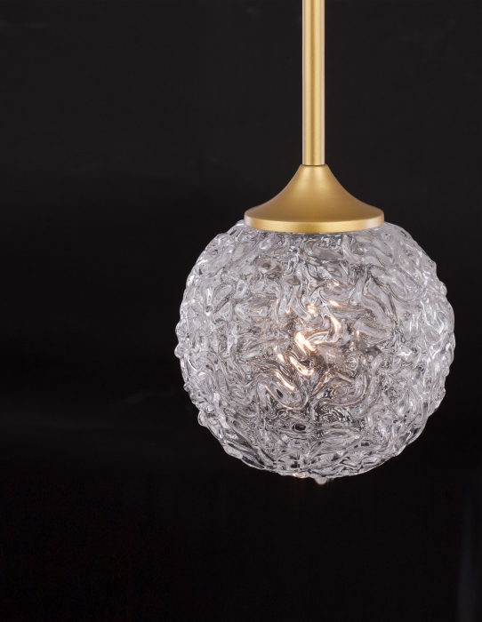 Lustra pendul aurie Fedora Ø15/30 cm, glob sticla structurata, bec LED G9, 9160211 - Novaluce [4]