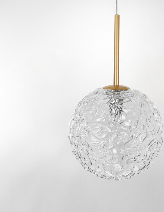 Lustra pendul aurie Fedora Ø15/30 cm, glob sticla structurata, bec LED G9, 9260211 - Novaluce [8]