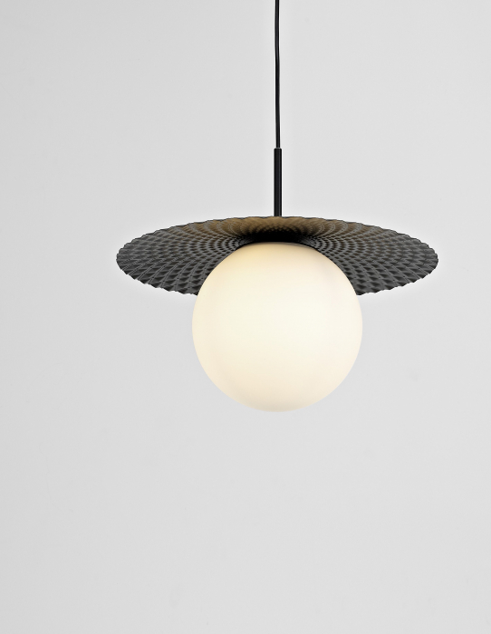 Lustra pendul aurie/neagra Deepak, glob alb sticla, detalii metal, design modern, 9988380 - Novaluce [2]