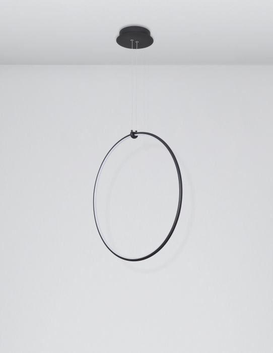 Lustra pendul cerc negru Nikom Ø68 cm iluminare LED dimabila, design minimalist, 9820591 - Novaluce [3]