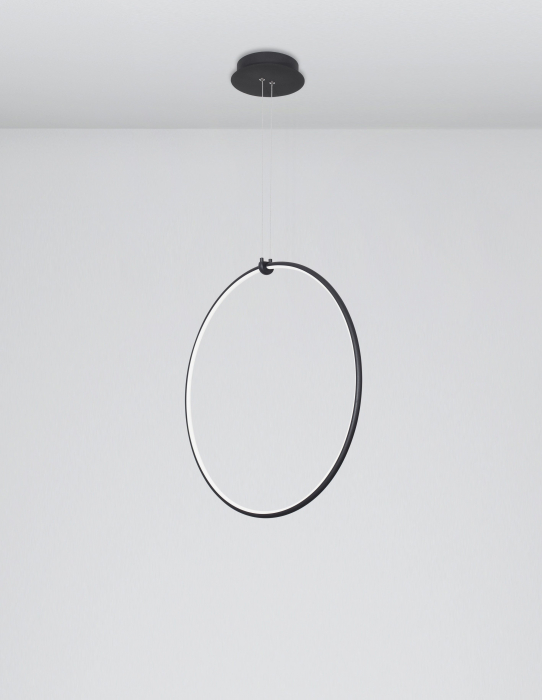Lustra pendul cerc negru Nikom Ø68 cm iluminare LED dimabila, design minimalist, 9820591 - Novaluce [2]
