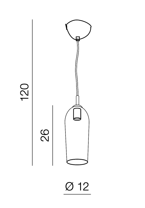 Lustra pendul design modern Arete 12x26 cm, sticla transparenta - sampanie/sticla fumurie - negru, AZ 3335 - Azzardo [2]
