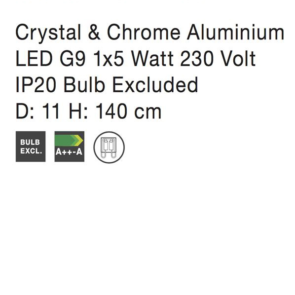 Lustra pendul din cristal transparent Valeri, Ø 11 cm, baza metal cromat, 8538101 - Novaluce [4]