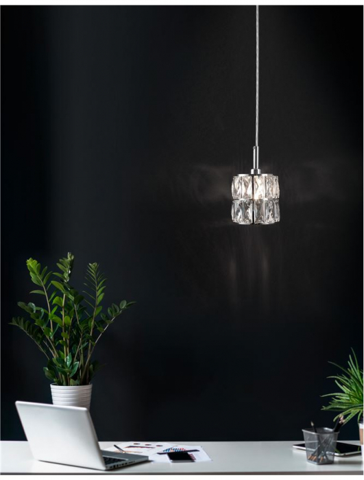 Lustra pendul din cristal transparent Valeri, Ø 11 cm, baza metal cromat, 8538101 - Novaluce [2]