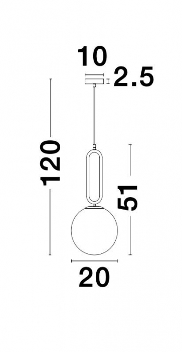 Lustra pendul glob alb cu auriu/negru Junia Ø20/25 cm, design modern, sticla/metal, 9191201 - Novaluce [7]