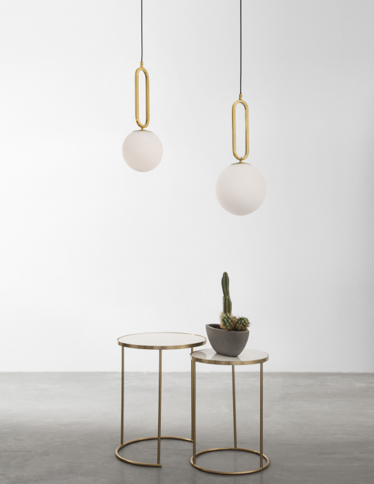 Lustra pendul glob alb cu auriu/negru Junia Ø20/25 cm, design modern, sticla/metal, 9191201 - Novaluce [6]