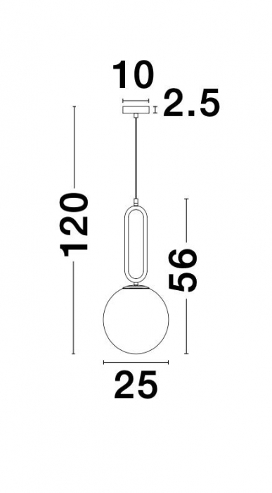 Lustra pendul glob alb cu auriu/negru Junia Ø20/25 cm, design modern, sticla/metal, 9191201 - Novaluce [16]