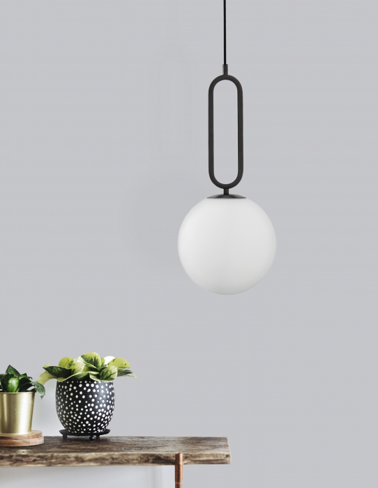 Lustra pendul glob alb cu auriu/negru Junia Ø20/25 cm, design modern, sticla/metal, 9191201 - Novaluce [12]