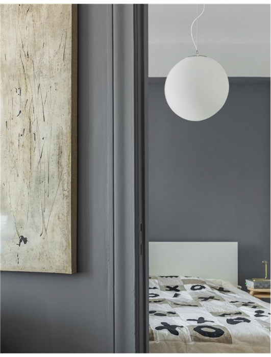 Lustra pendul glob de sticla alba Ebra Ø 30/40/50 cm, inaltime reglabila, 620422 - Novaluce [2]