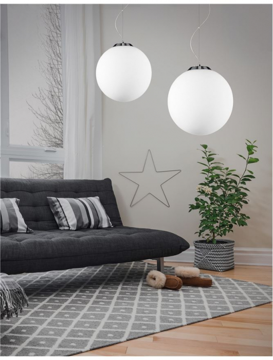 Lustra pendul glob de sticla alba Ebra Ø 30/40/50 cm, inaltime reglabila, 620422 - Novaluce [5]