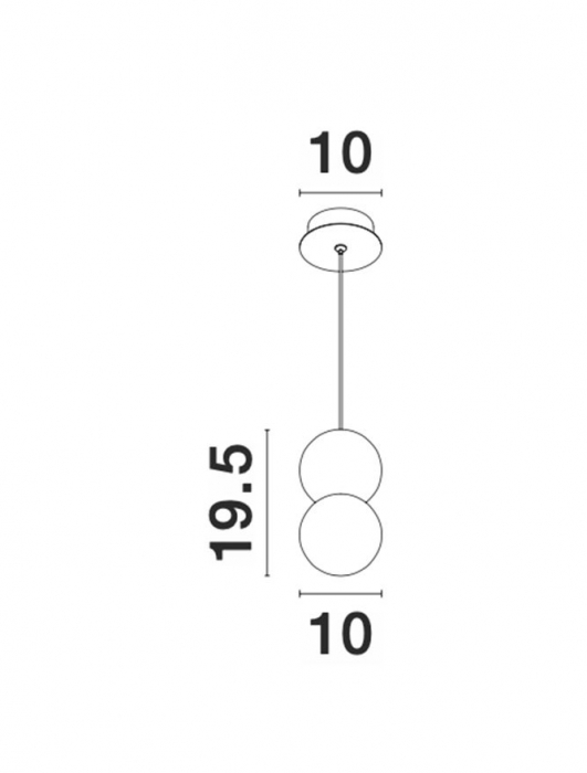 Lustra pendul gri/alba beton Chiro Ø 10 cm, abajur sferic de sticla, inaltime reglabila, 9704191 - Novaluce [8]
