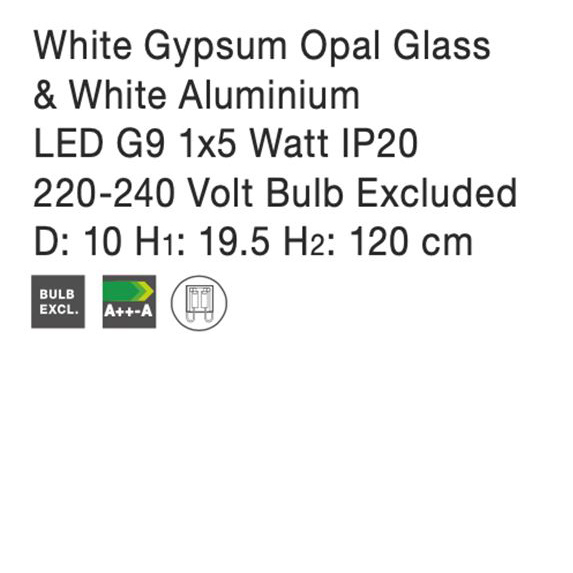 Lustra pendul gri/alba beton Chiro Ø 10 cm, abajur sferic de sticla, inaltime reglabila, 9704191 - Novaluce [18]