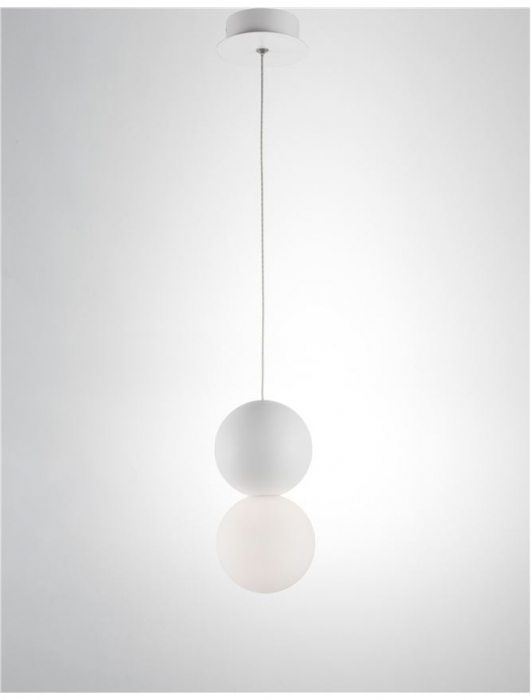 Lustra pendul gri/alba beton Chiro Ø 10 cm, abajur sferic de sticla, inaltime reglabila, 9704191 - Novaluce [12]