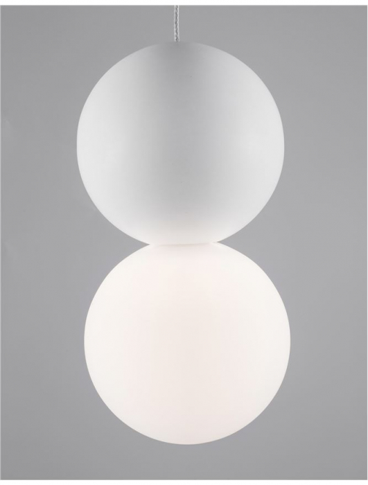 Lustra pendul gri/alba beton Chiro Ø 10 cm, abajur sferic de sticla, inaltime reglabila, 9704191 - Novaluce [15]