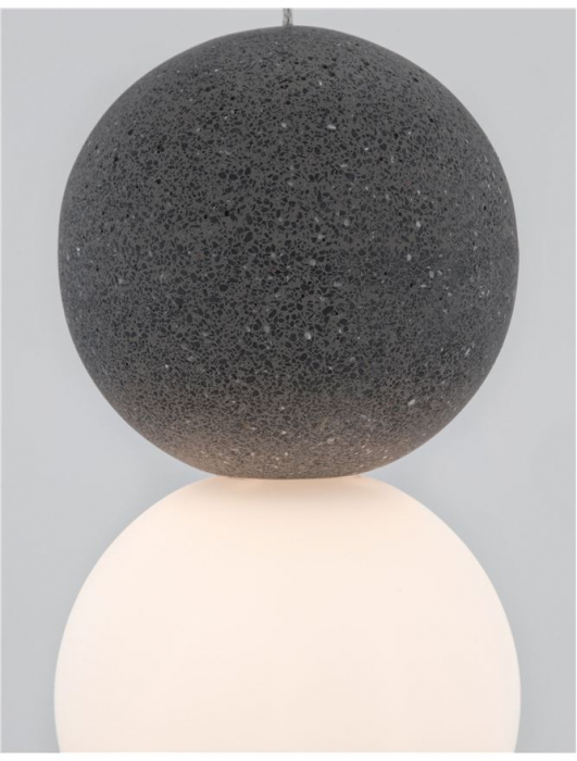 Lustra pendul gri/alba beton Chiro Ø 10 cm, abajur sferic de sticla, inaltime reglabila, 9704191 - Novaluce [6]