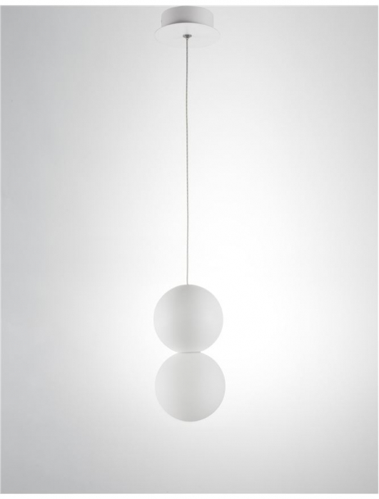 Lustra pendul gri/alba beton Chiro Ø 10 cm, abajur sferic de sticla, inaltime reglabila, 9704191 - Novaluce [13]