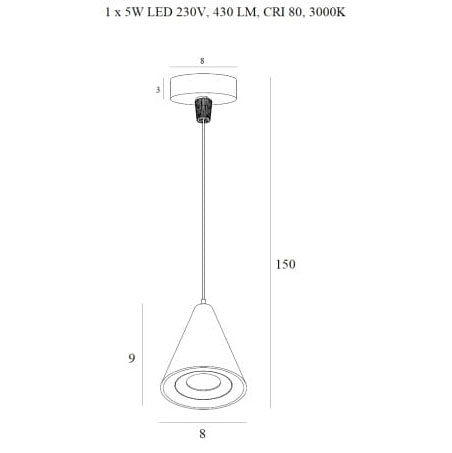 Lustra pendul iluminare LED Devan negru Ø 8 cm din metal, inaltime reglabila, P0434 - Maxlight [4]