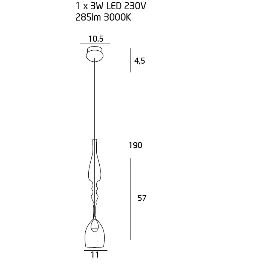 Lustra pendul iluminare LED Malka Ø 11 cm metal/sticla, inaltime reglabila, P0247 - Maxlight [2]
