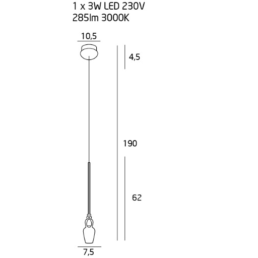 Lustra pendul iluminare LED Malka Ø 7,5 cm metal/sticla, inaltime reglabila, P0245 - Maxlight [2]