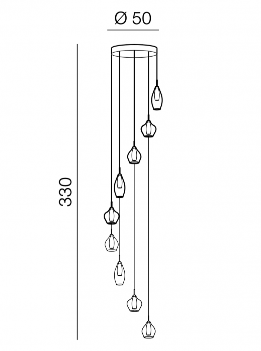Lustra pendul Jiro 50x330 cm, 9 becuri spirala, sticla cromata/simpla/armaie si metal, AZ 3673 - Azzardo [4]
