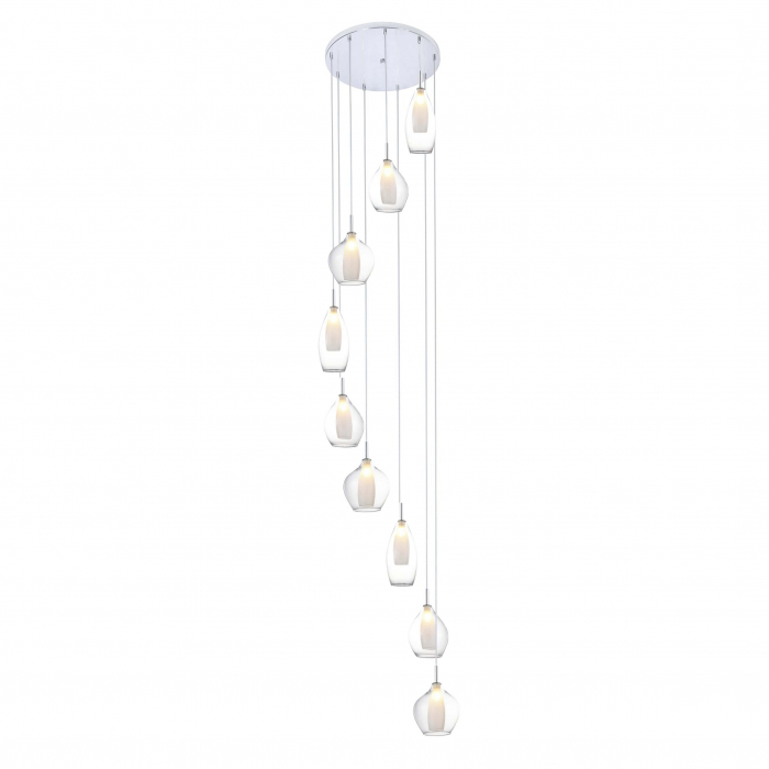 Lustra pendul Jiro 50x330 cm, 9 becuri spirala, sticla cromata/simpla/armaie si metal, AZ 3673 - Azzardo [3]
