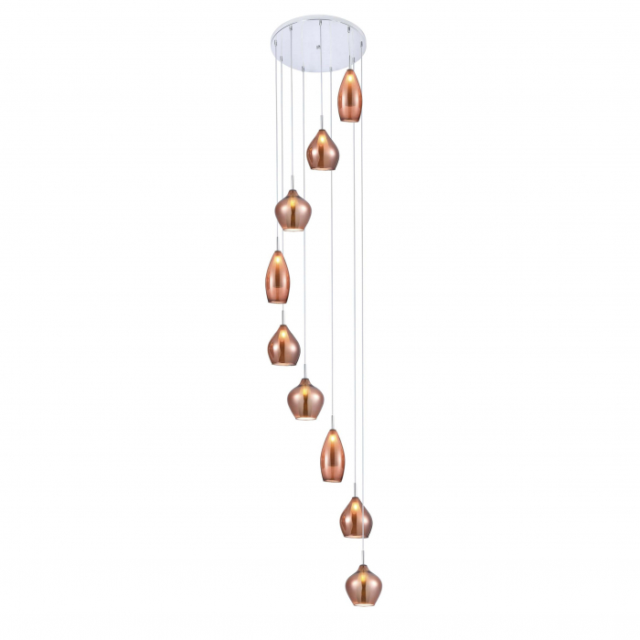 Lustra pendul Jiro 50x330 cm, 9 becuri spirala, sticla cromata/simpla/armaie si metal, AZ 3673 - Azzardo [2]