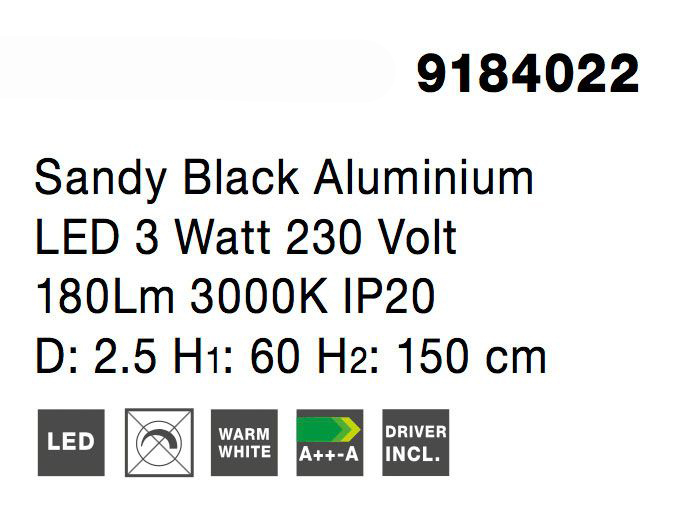 Lustra pendul LED alba/neagra Youri Ø2.5x60 cm, metal, 9184022 - Novaluce [5]