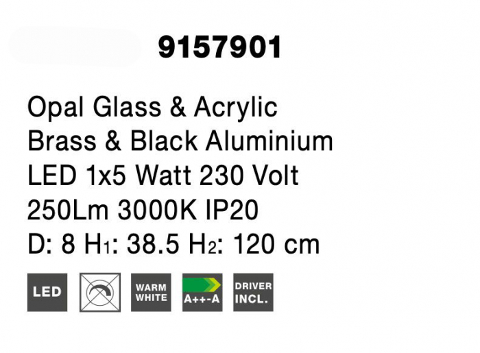 Lustra pendul LED Binay negru cu auriu, design modern, 9157901 - Novaluce [7]