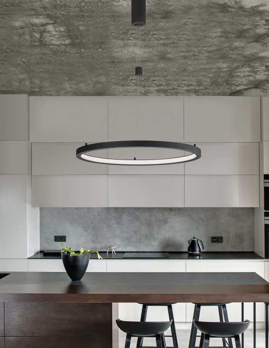 Lustra pendul LED dimabila Rayen 60 cm alba/neagra/aurie tip inel, design minimalist, 9172635 - Novaluce [4]
