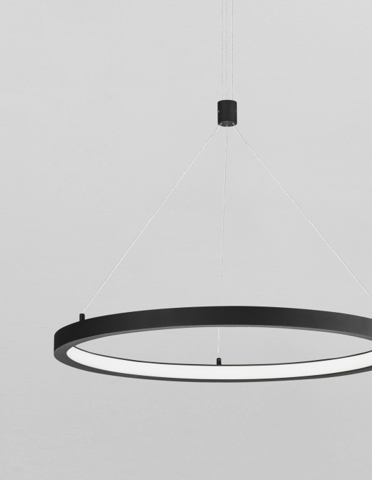 Lustra pendul LED dimabila Rayen 60 cm alba/neagra/aurie tip inel, design minimalist, 9172635 - Novaluce [3]