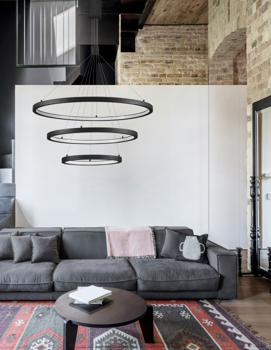 Lustra pendul LED dimabila Rayen alba/neagra/aurie, 3 piese tip inel, design minimalist, 9174108 - Novaluce [10]
