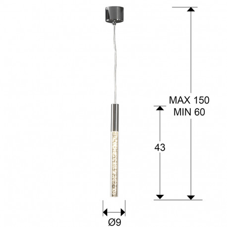 Lustra pendul LED Rugio Ø 9 cm, cilindru acrilic transparent cu bule, inaltime reglabila, 827746 - Schuller [3]