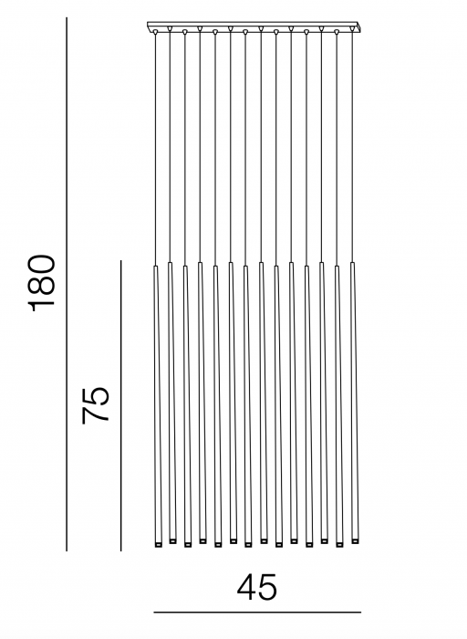 Lustra liniara cu pendule Cenk 45 cm 14 becuri, metal, negru/crom/auriu/alb, iluminare LED, AZ 3423 - Azzardo [5]
