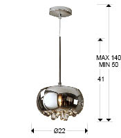Lustra pendul lux crom Paloma Ø 22 cm, din sticla, inaltime reglabila, 509010 - Schuller [3]