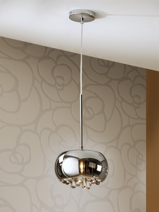 Lustra pendul lux crom Paloma Ø 22 cm, din sticla, inaltime reglabila, 509010 - Schuller [2]