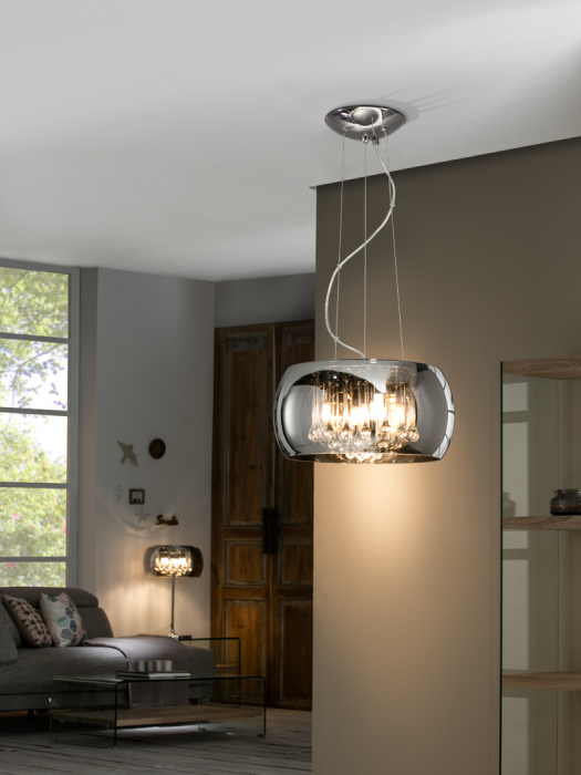 Lustra pendul lux crom Paloma Ø 40 cm, din sticla, inaltime reglabila, 508718 - Schuller [3]