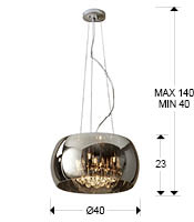 Lustra pendul lux crom Paloma Ø 40 cm, din sticla, inaltime reglabila, 508718 - Schuller [2]