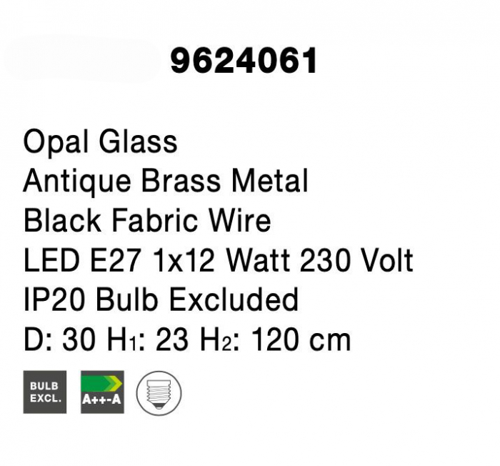 Lustra pendul moderna alb cu auriu Felicia 30 cm, sticla/metal, 9624061 - Novaluce [9]