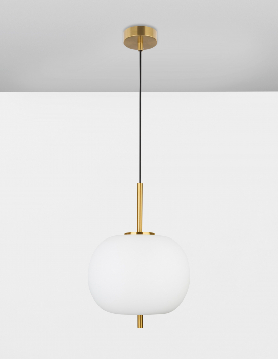 Lustra pendul moderna alb cu auriu Felicia 30 cm, sticla/metal, 9624061 - Novaluce [2]