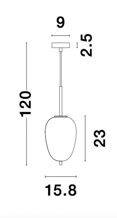 Lustra pendul moderna alb cu auriu forma alungita Felicia Small 15,8x23 cm, sticla/metal, 9624066 - Novaluce [7]